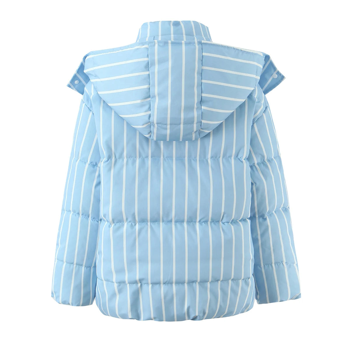 New Autumn Winter Hooded Quilted Striped Jacket Women Coat