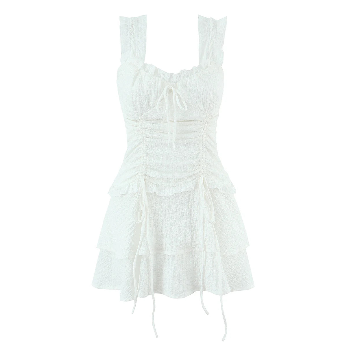 Ruffled Ruched Tiered Mini Dress