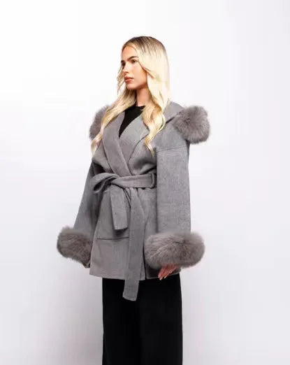 Hooded Solid Full Sleeve with Belt Pocket Coat