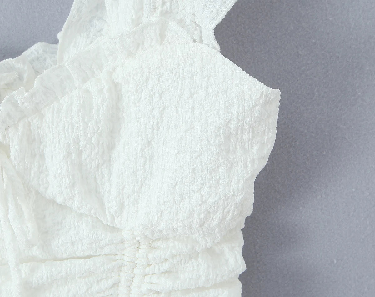 Ruffled Ruched Tiered Mini Dress