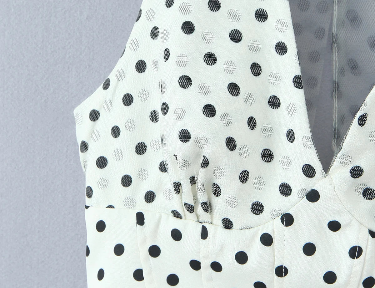 Polka Dot Halter Corset Tulle Mini Dress