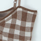 Knitted Plaid Strap Sleeveless Mini Dress