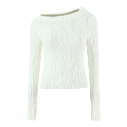 Solid O-neck Full Sleeve Striped Knitted Hollow Out Short Sweaters Pullovers