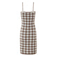 Knitted Plaid Strap Sleeveless Mini Dress