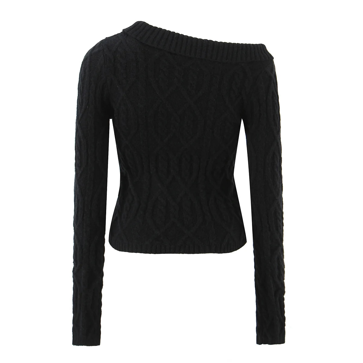 Solid O-neck Full Sleeve Striped Knitted Hollow Out Short Sweaters Pullovers