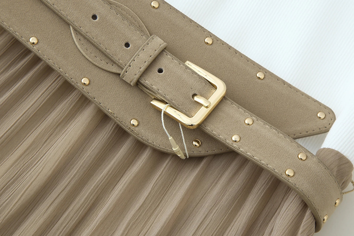 Western Ruffle Tiered Maxi Dress with Studded Belt