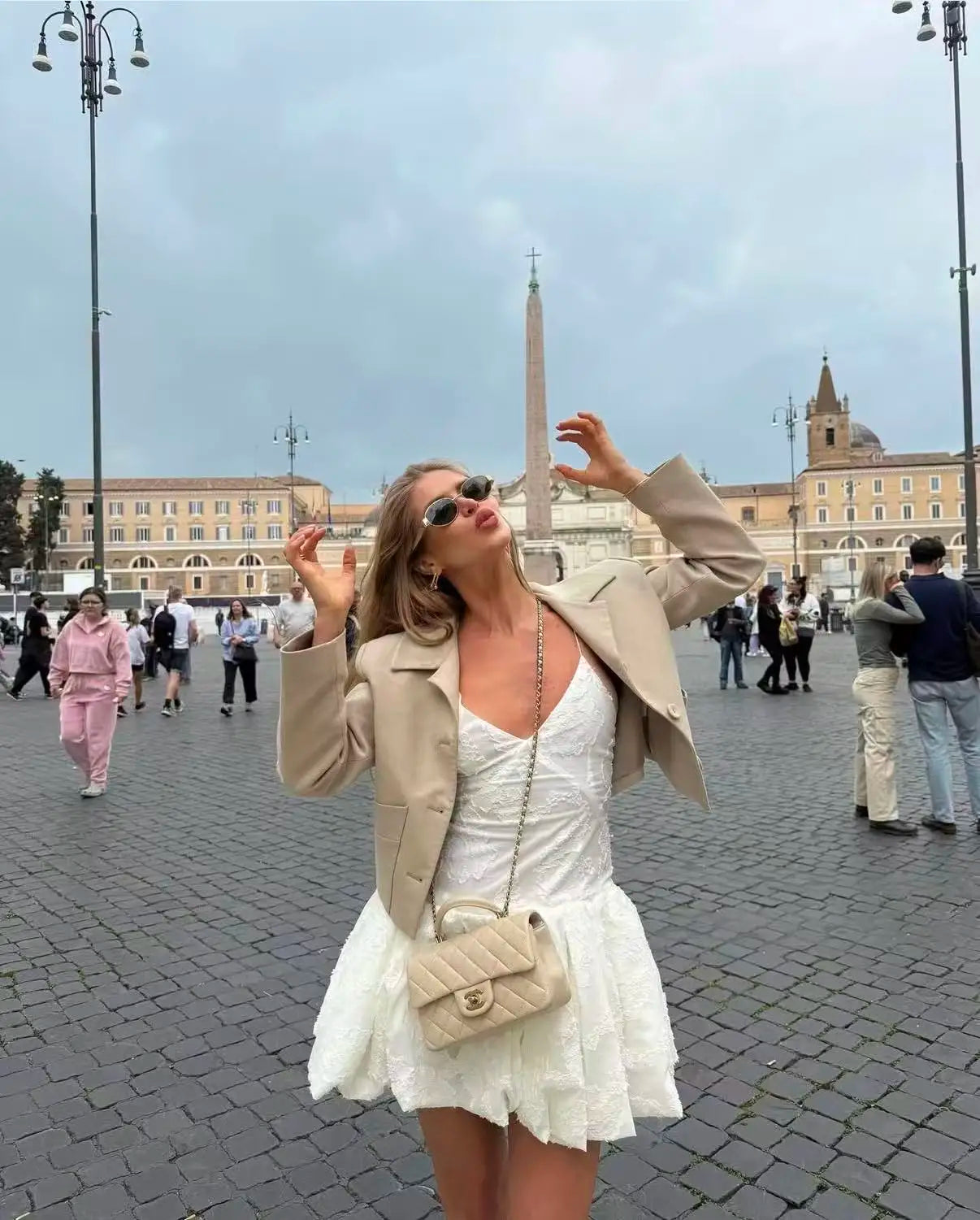 Textured Floral V-Neck Bubble Hem Mini Dress