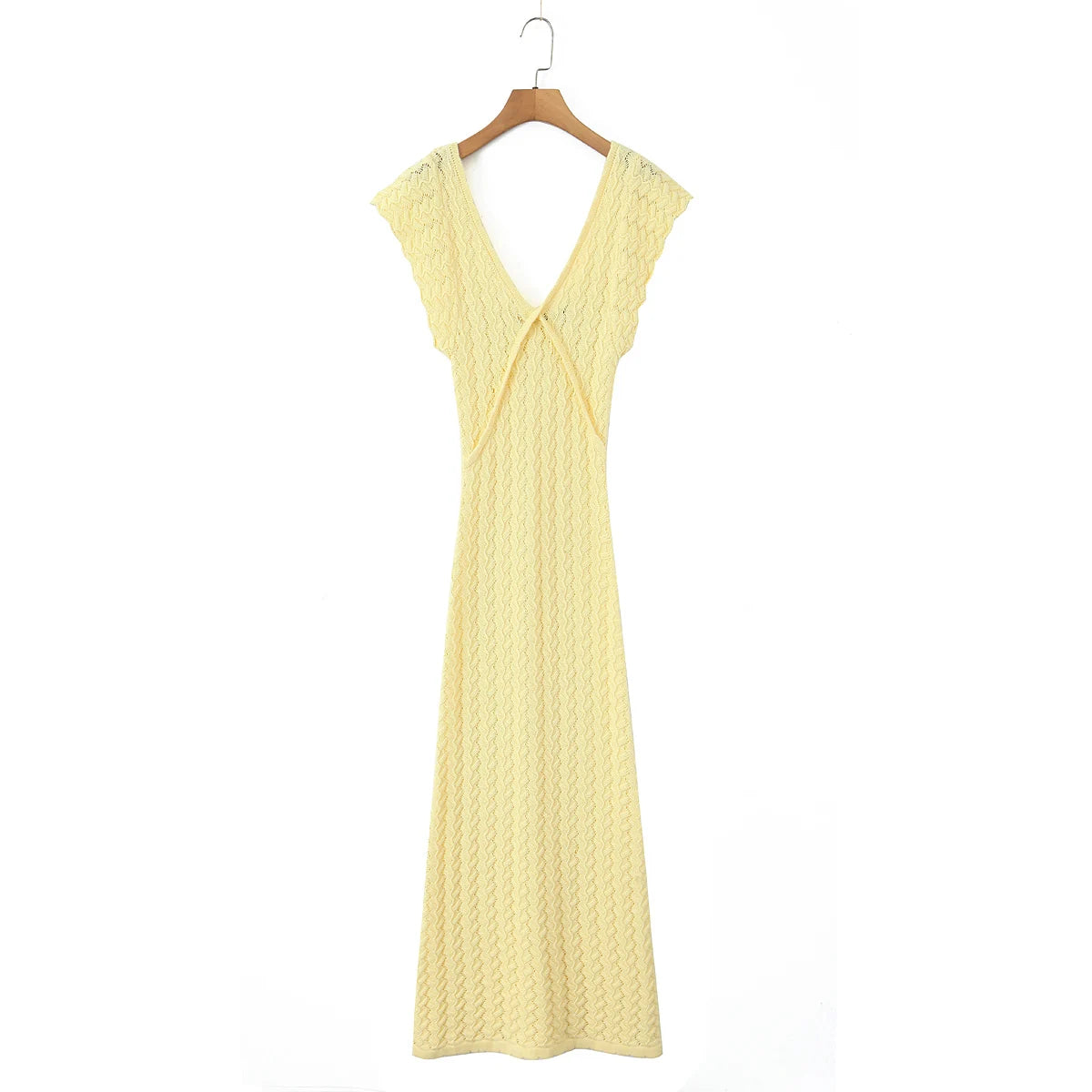 Backless Crochet Knit Bodycon Maxi Dress