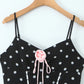Polka Dot Corset Mini Dress with Pink Rose Applique