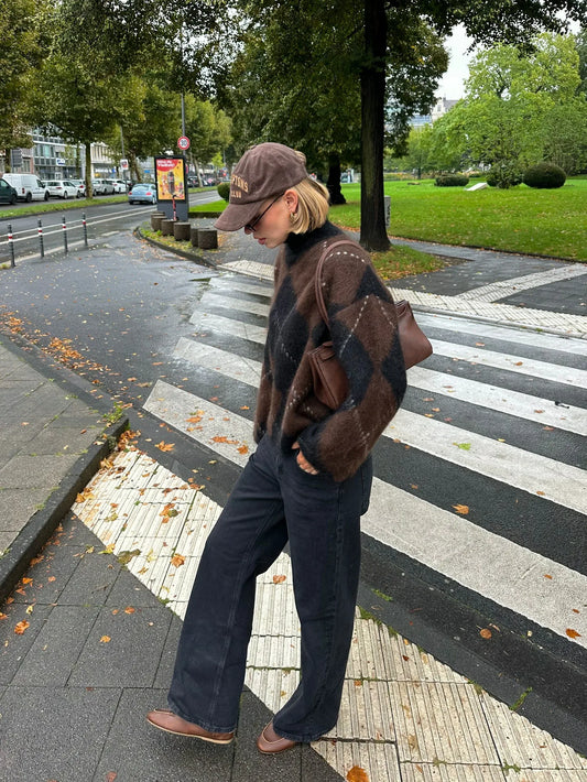 Loose Flare Sleeve Stripe Knitted Office Lady Sweaters Pullovers