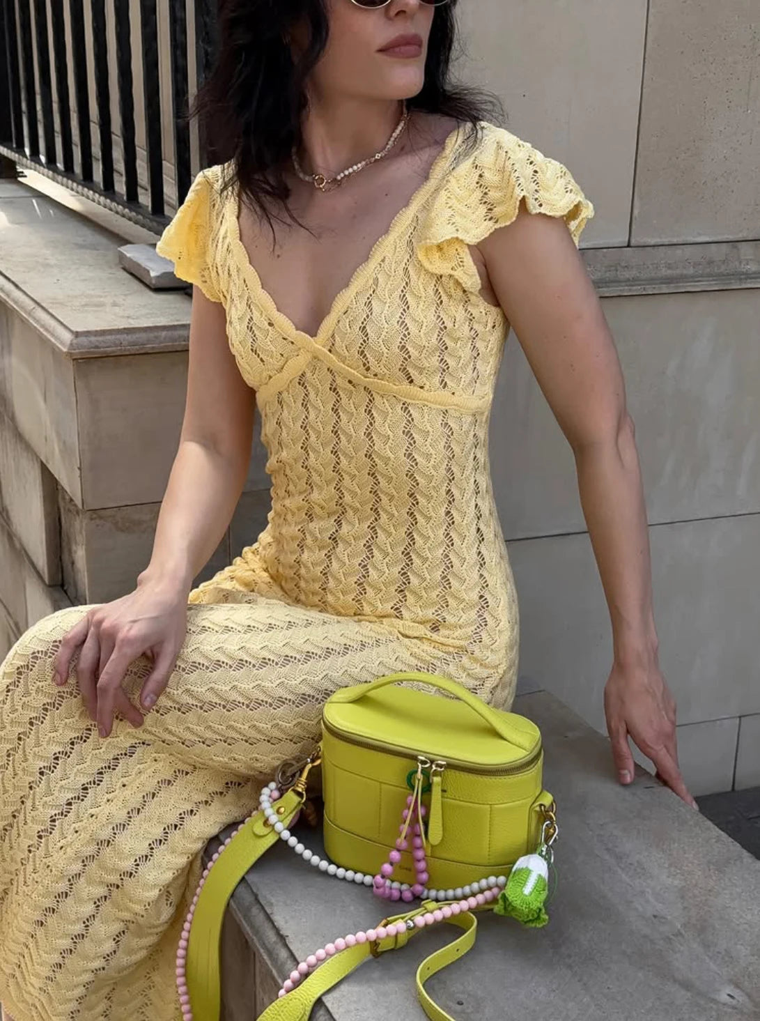 Backless Crochet Knit Bodycon Maxi Dress