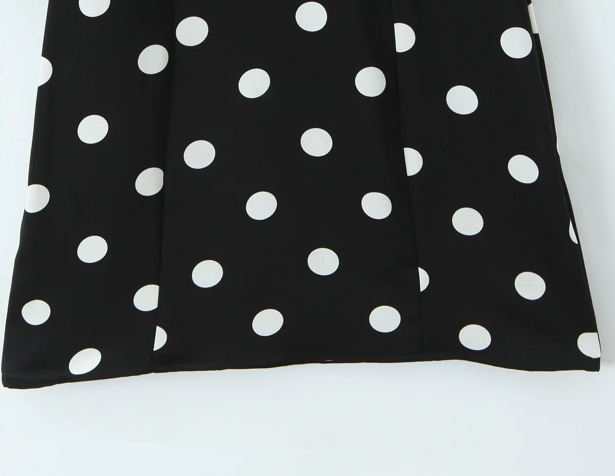 Polka Dot V-Neck Ruffle Sleeve Mini Dress