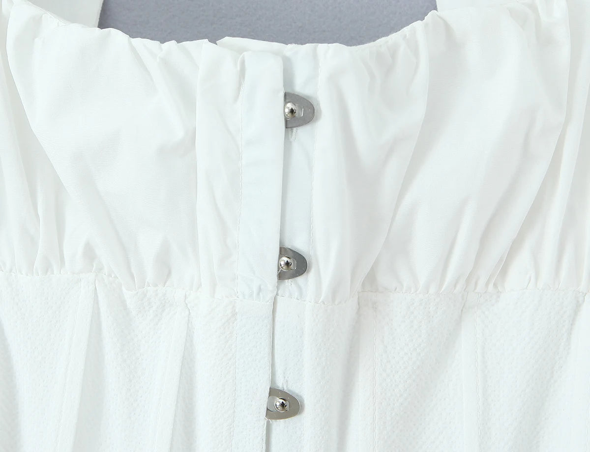 Puff Sleeve Backless Corset Crop Top