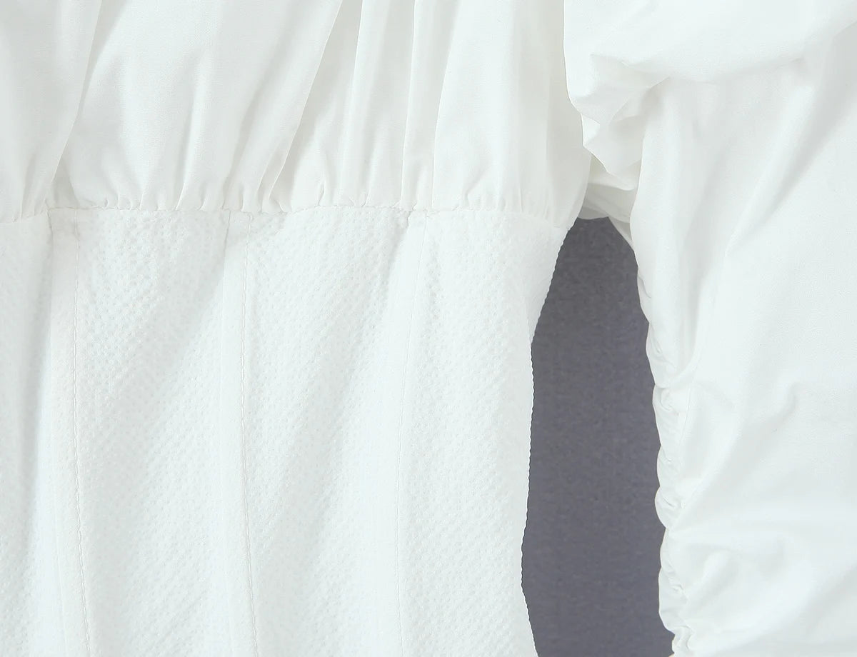 Puff Sleeve Backless Corset Crop Top