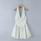 Polka Dot Halter Corset Tulle Mini Dress