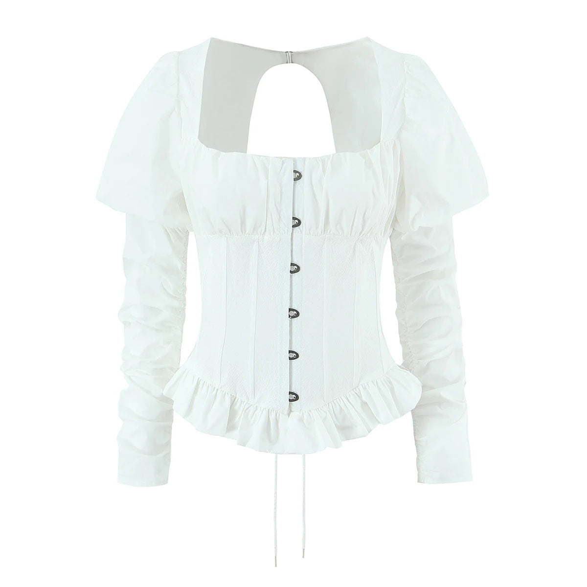 Puff Sleeve Backless Corset Crop Top