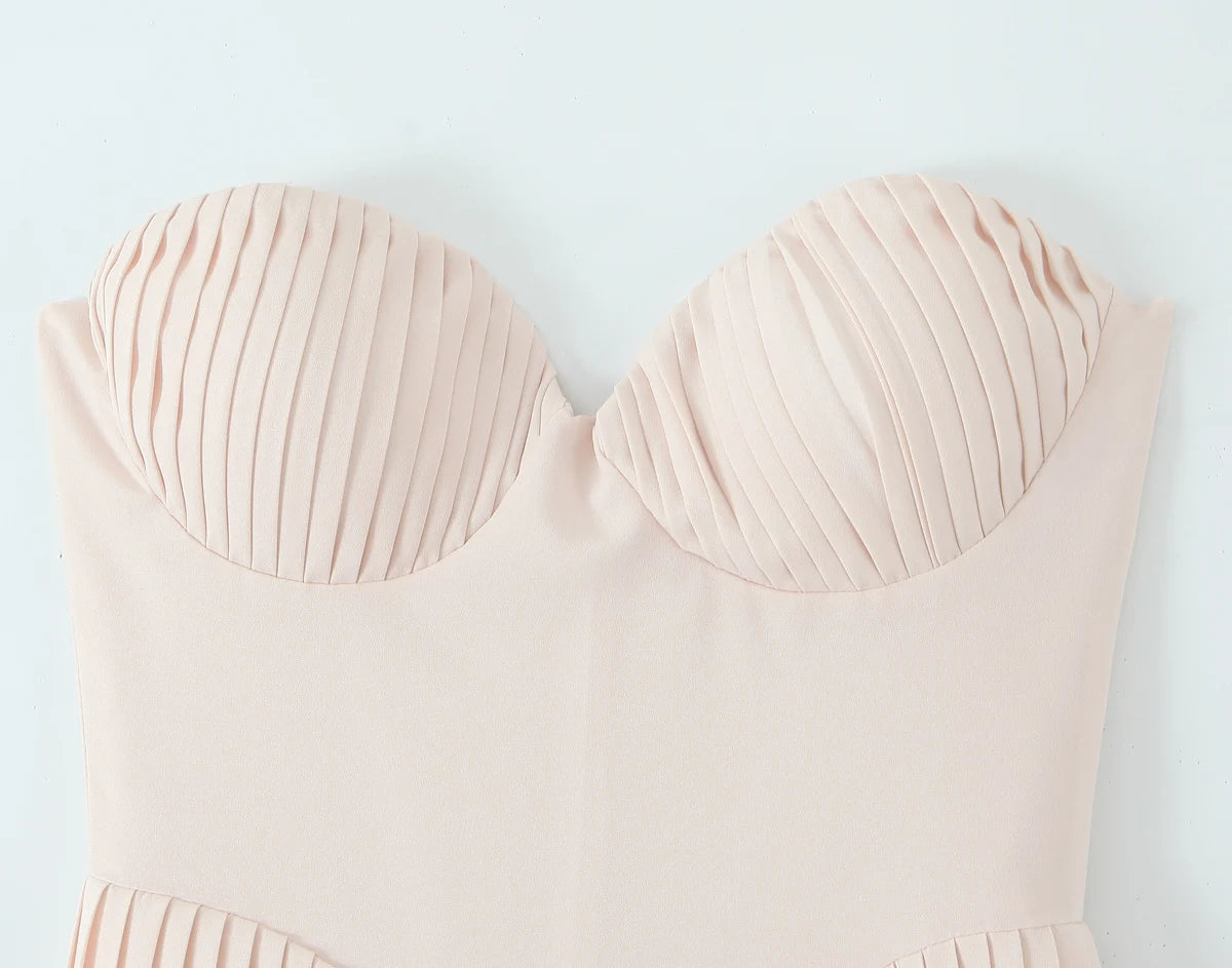 Elegant Folds Solid Strapless Sleeveless Party Dress