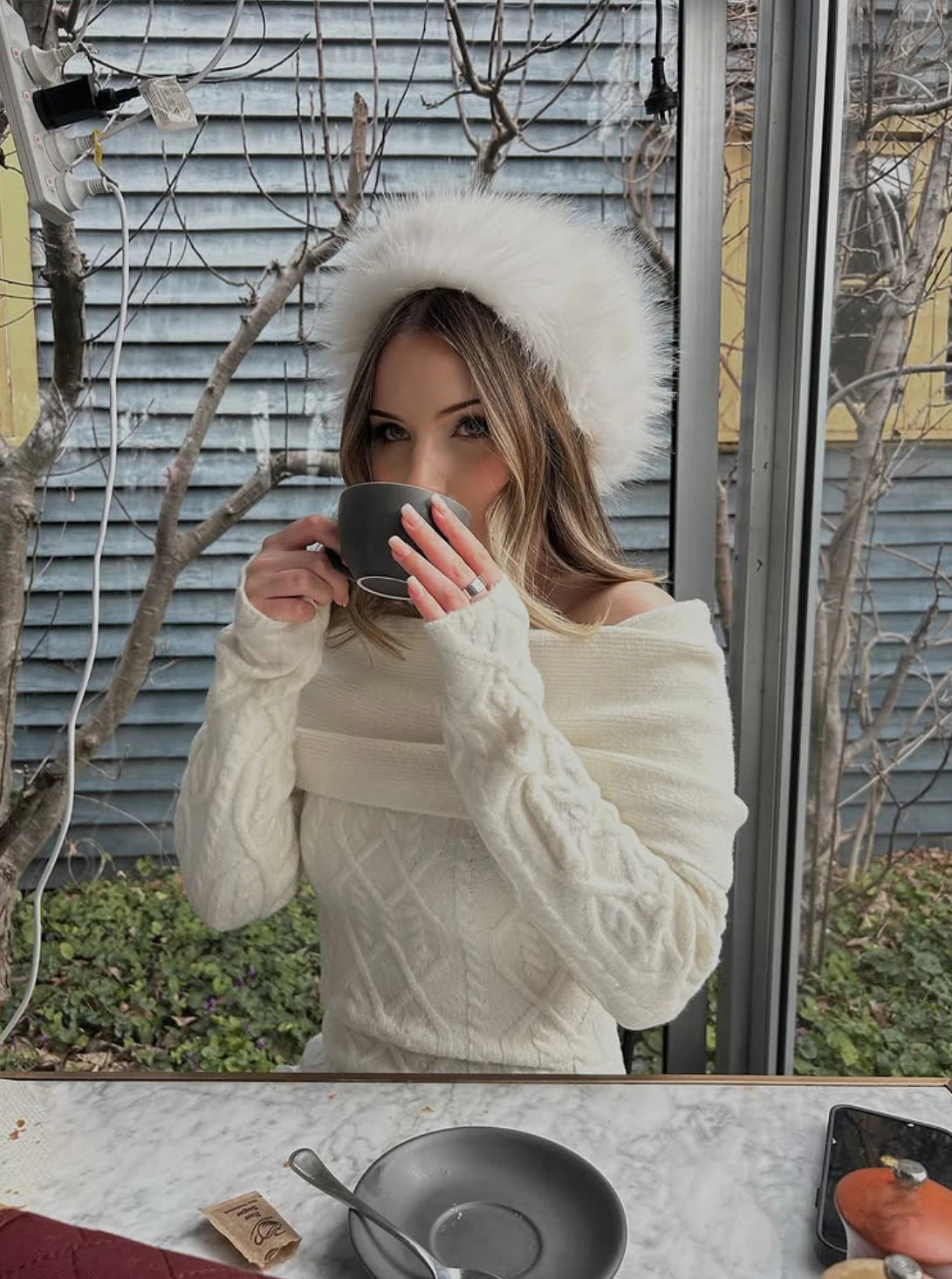 Knitted Solid Full Sleeve Striped Slash Neck Mini Dress