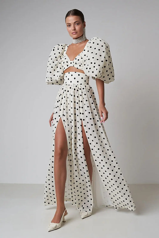 Short Tops And Split Long Skirt Women Dress Set