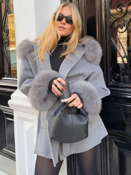 Hooded Solid Full Sleeve with Belt Pocket Coat