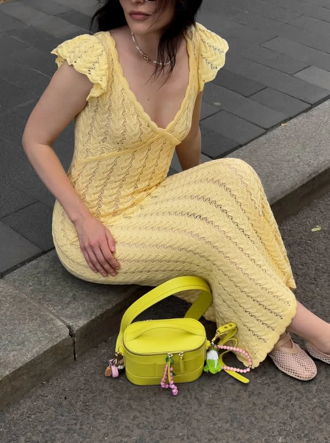 Backless Crochet Knit Bodycon Maxi Dress