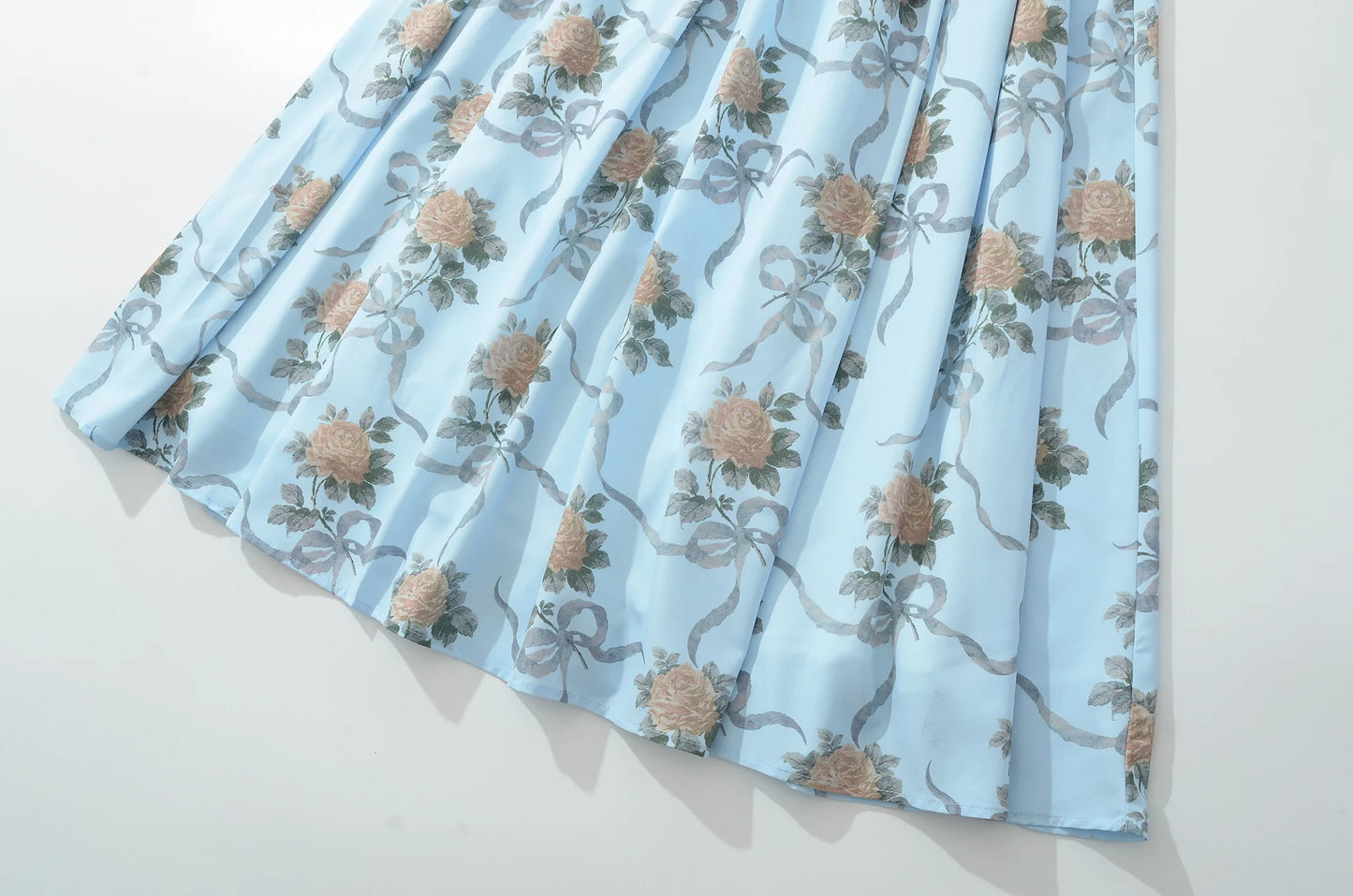 Floral Rose Print Corset Bust Midi Dress