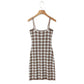 Knitted Plaid Strap Sleeveless Mini Dress