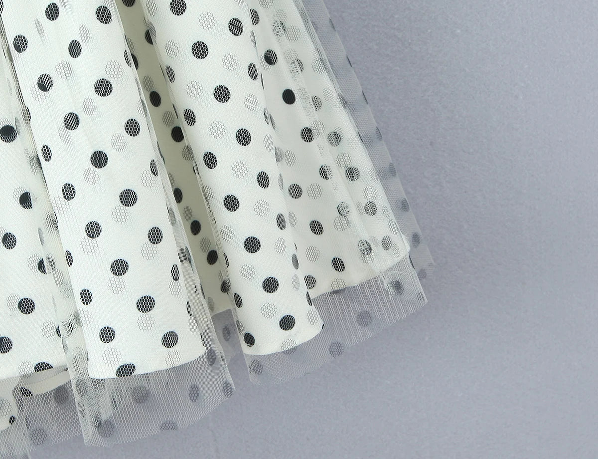 Polka Dot Halter Corset Tulle Mini Dress