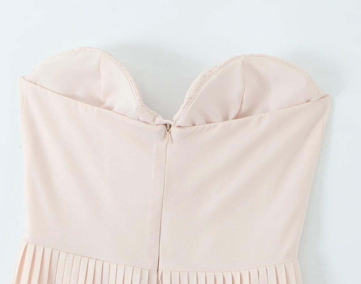 Elegant Folds Solid Strapless Sleeveless Party Dress