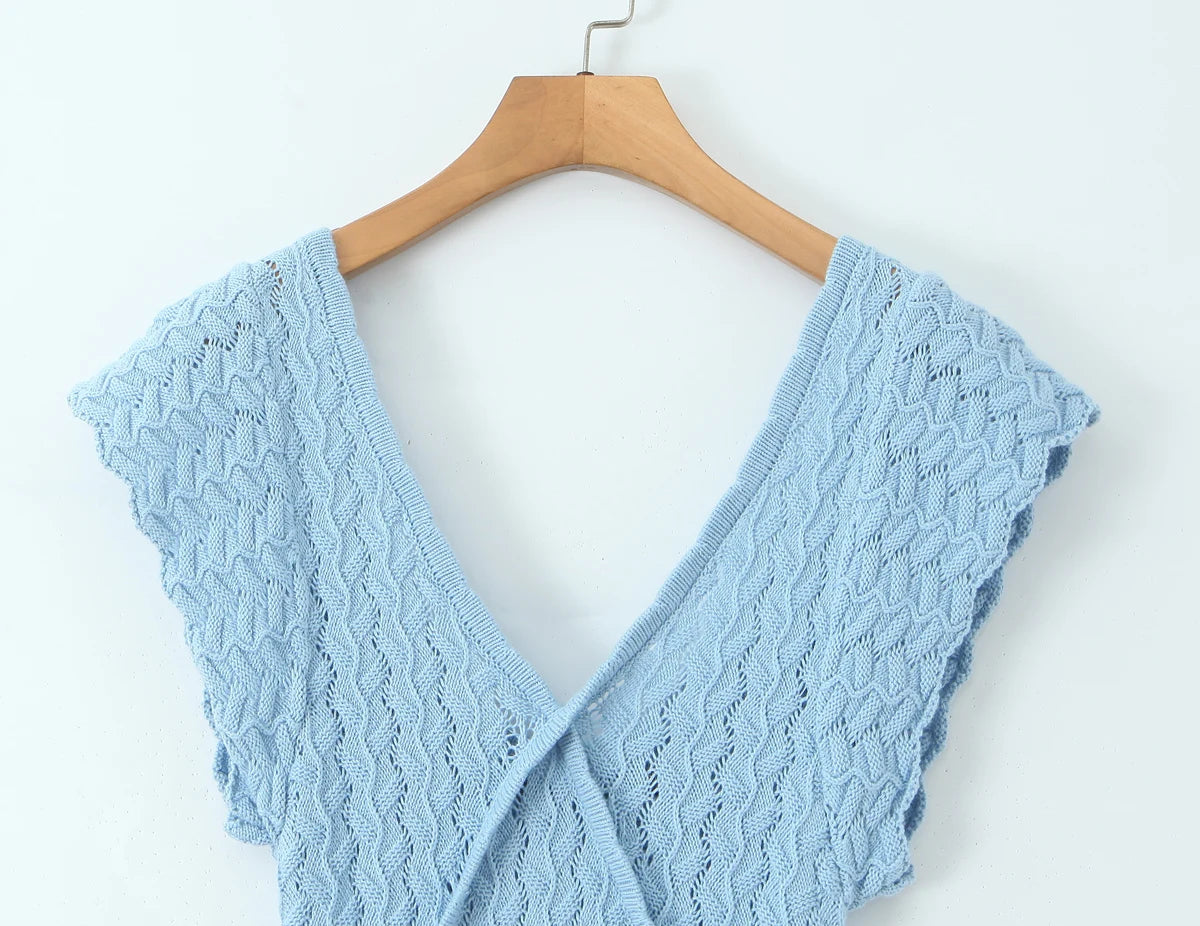 Backless Crochet Knit Bodycon Maxi Dress