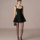 Lace Trim Bow Square Neck Fit-and-Flare Mini Dress