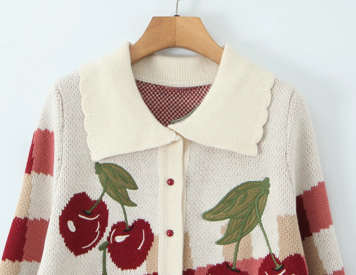 Embroidery Fruit Knitted Sweaters