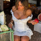 Ruffled Ruched Tiered Mini Dress