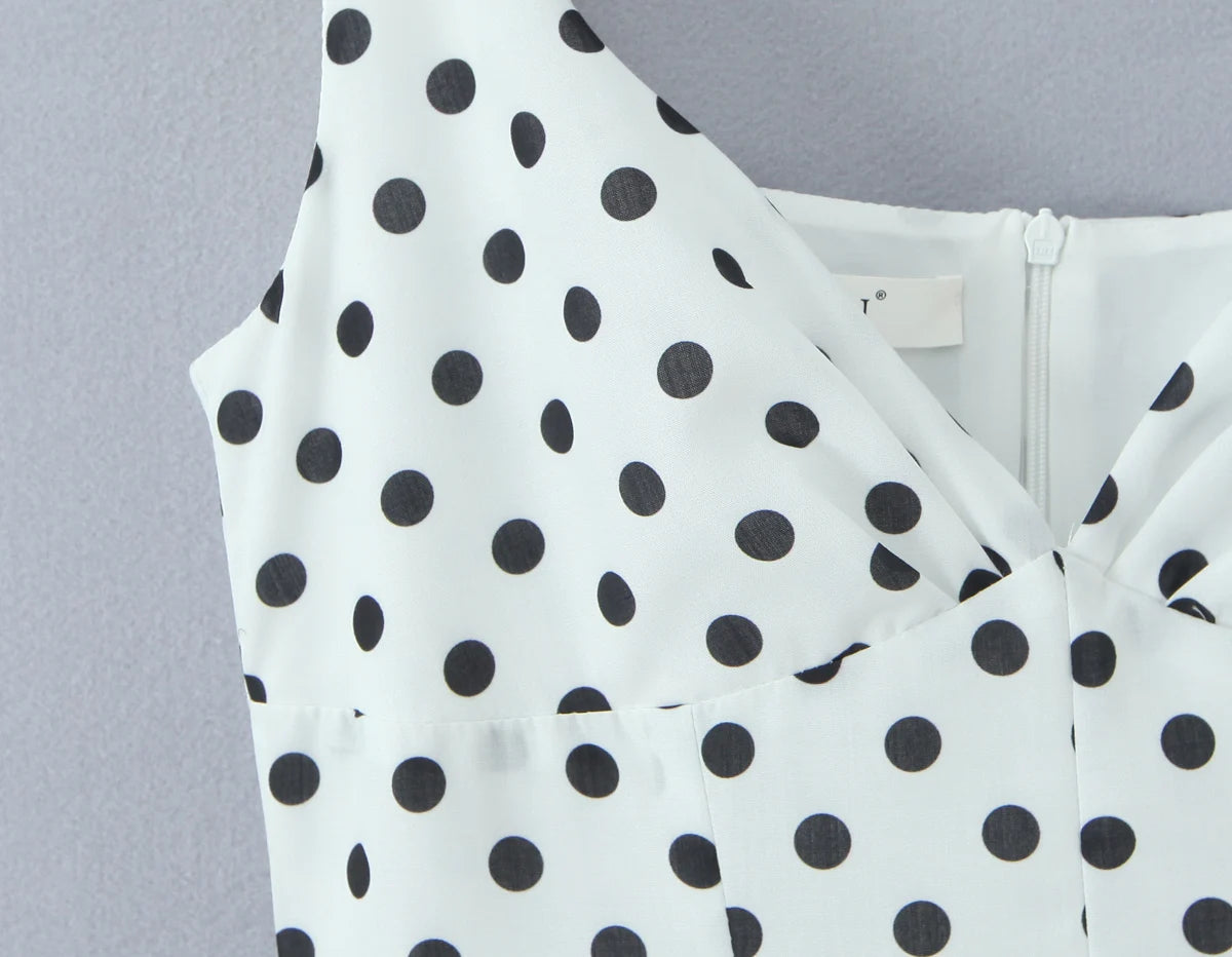 Retro Polka Dot Sweetheart Fit-and-Flare Midi Dress