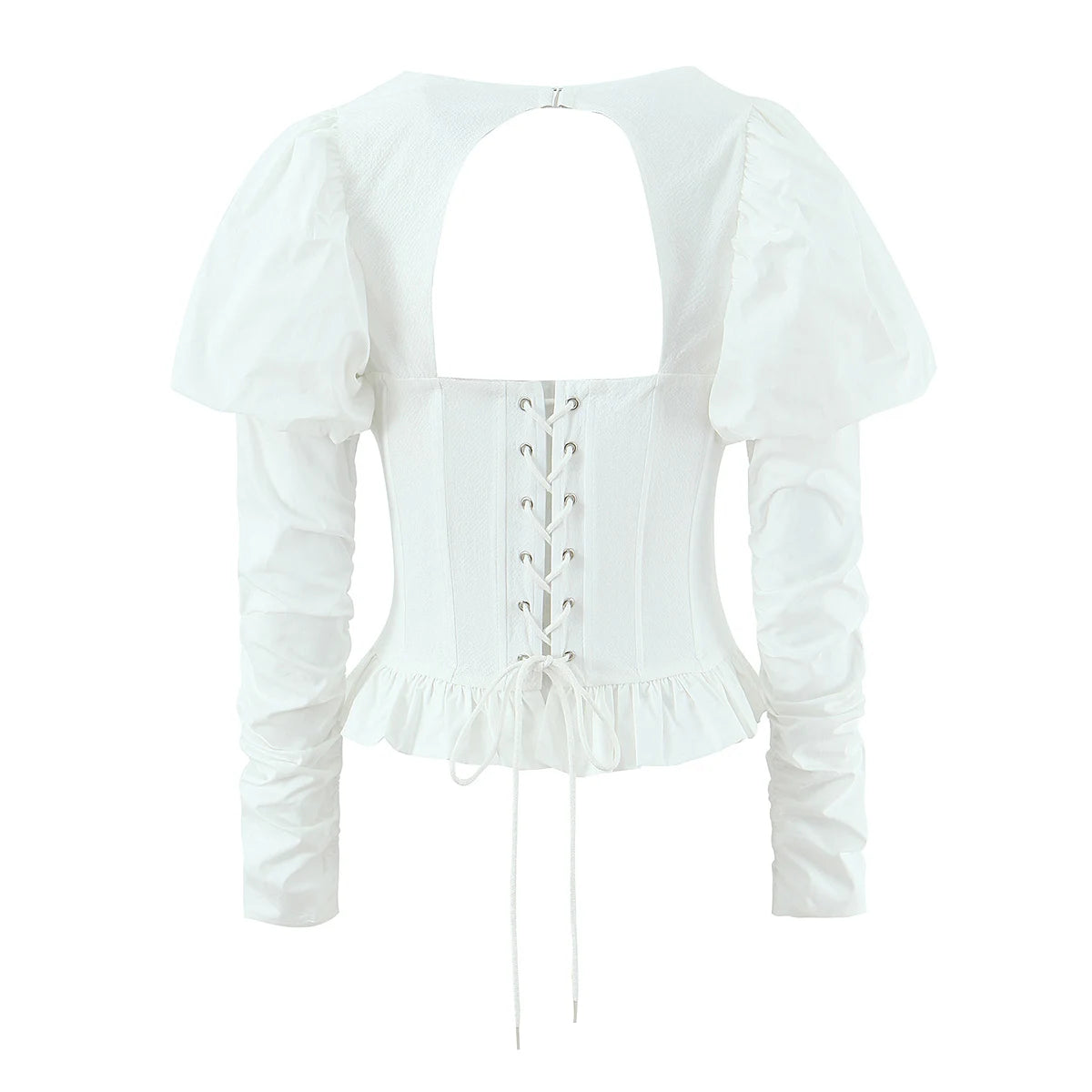 Puff Sleeve Backless Corset Crop Top