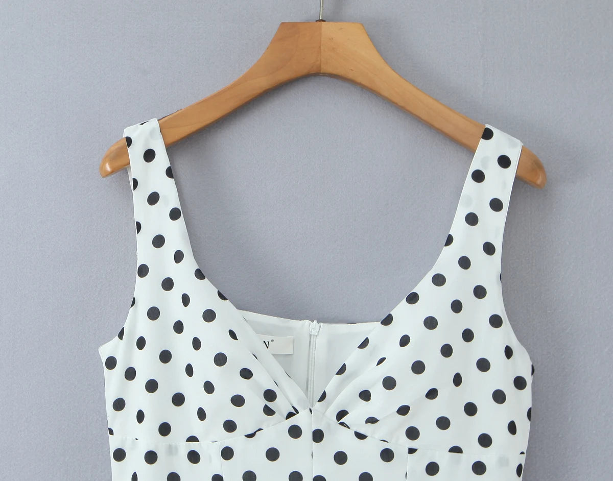 Retro Polka Dot Sweetheart Fit-and-Flare Midi Dress