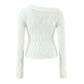 Solid O-neck Full Sleeve Striped Knitted Hollow Out Short Sweaters Pullovers