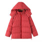 Street Loose Striped Thicken Hooded Cotton Jacket Long Sleeve Zipper Warm Coat