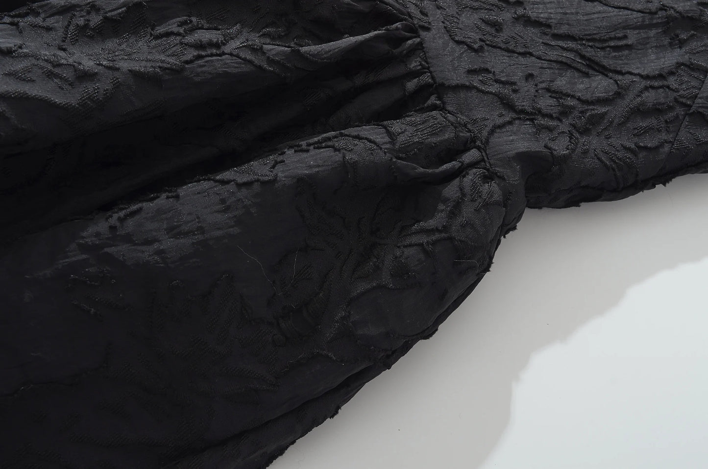 Textured Floral V-Neck Bubble Hem Mini Dress