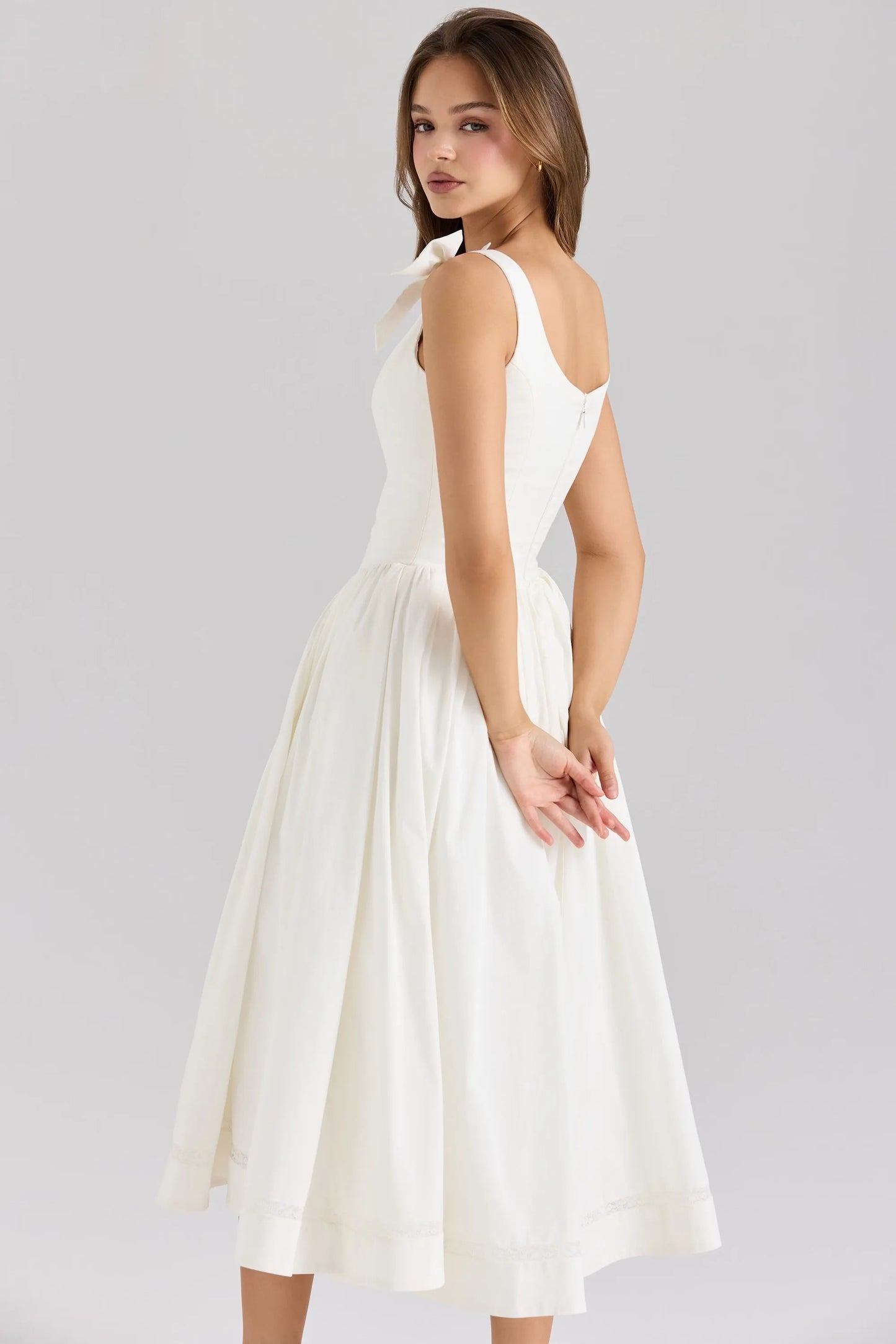 Solid Strap Sleeveless With Bow Women Dress