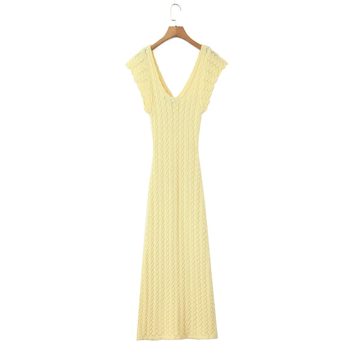 Backless Crochet Knit Bodycon Maxi Dress