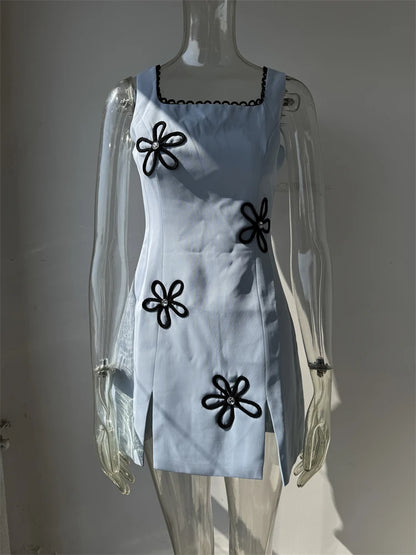 Sleeveless Flower Mini Dress