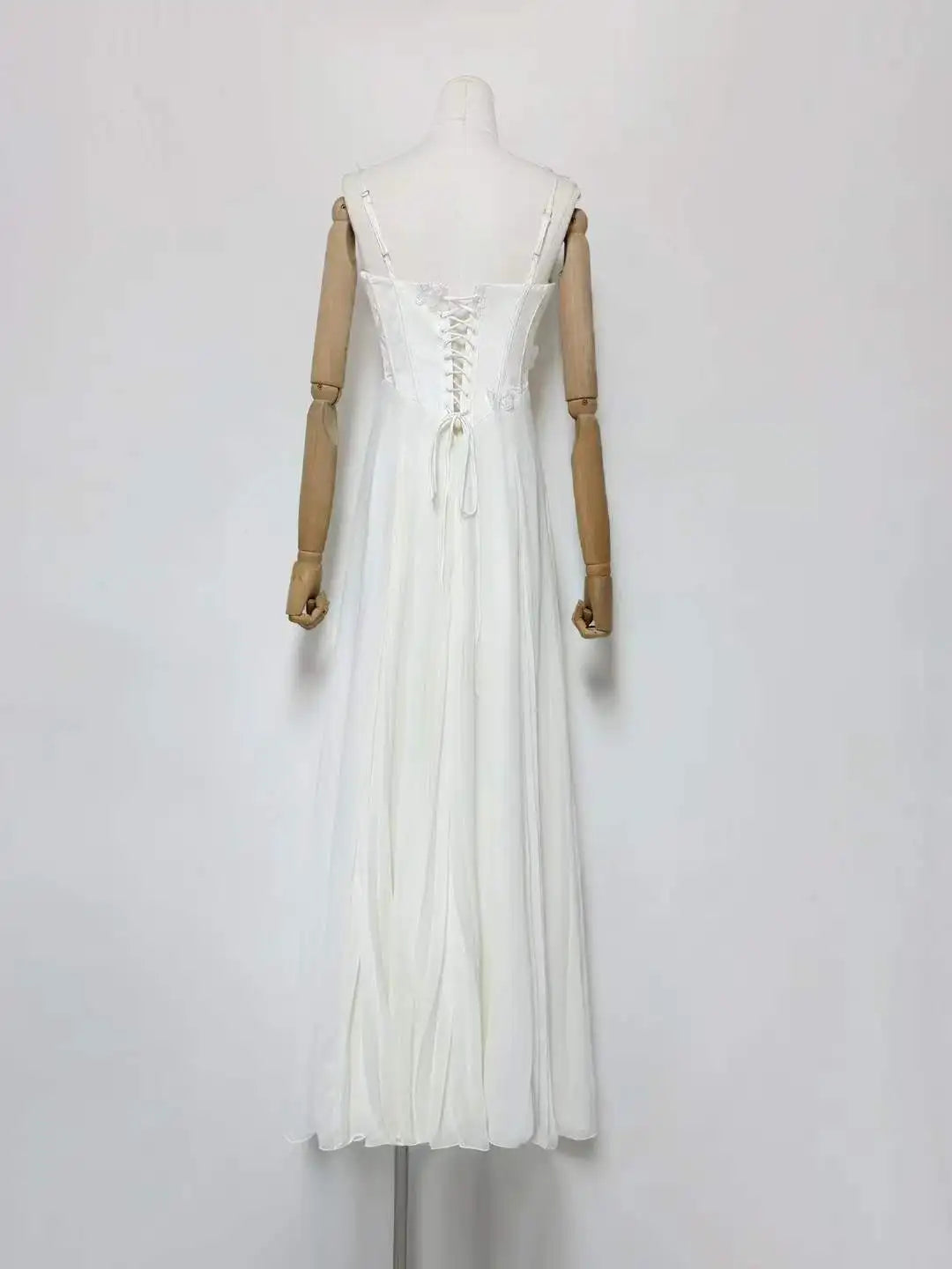 Butterfly Applique Corset Chiffon Maxi Dress