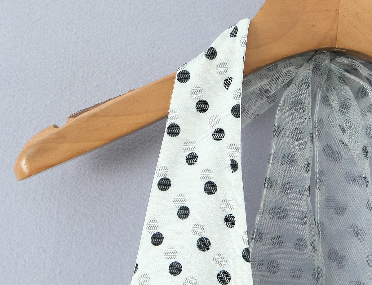 Polka Dot Halter Corset Tulle Mini Dress