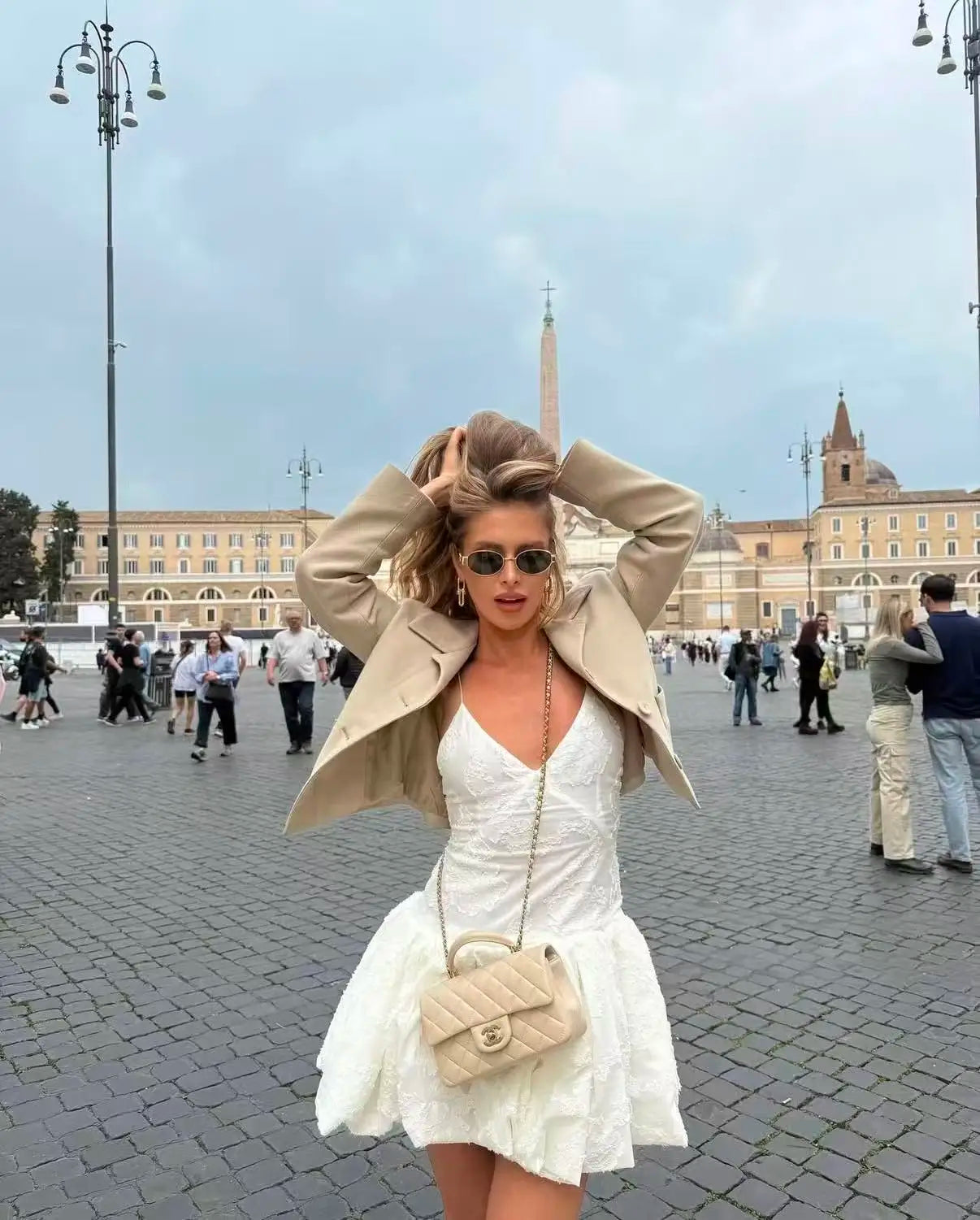 Textured Floral V-Neck Bubble Hem Mini Dress