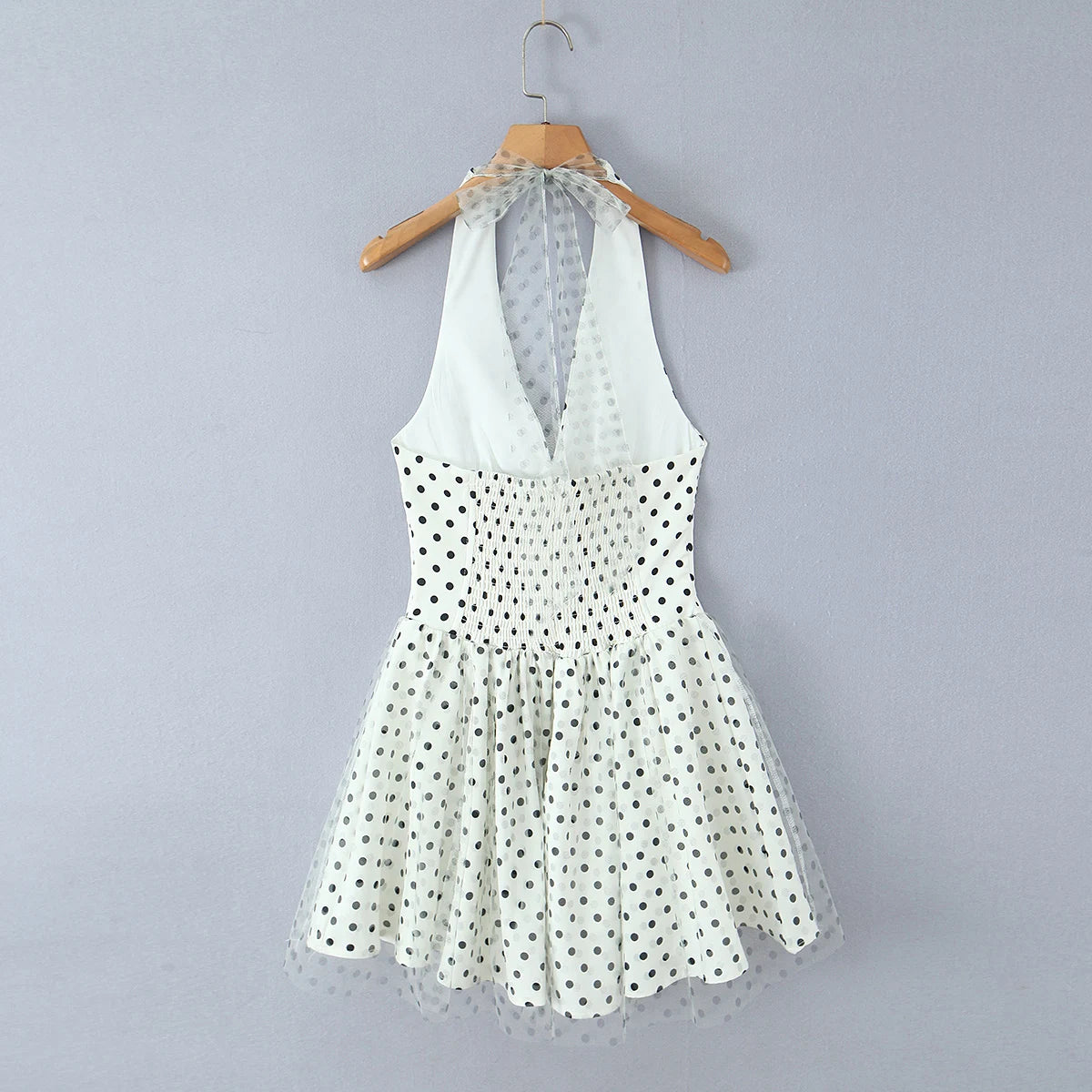 Polka Dot Halter Corset Tulle Mini Dress
