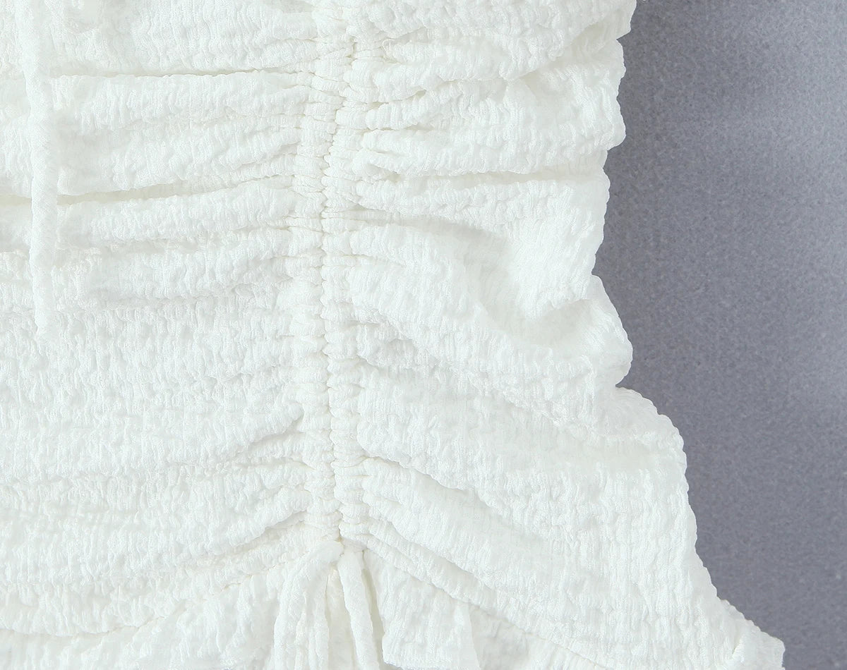 Ruffled Ruched Tiered Mini Dress