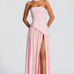 Solid Strapless Sleeveless with Binding Tape Split Party Dress