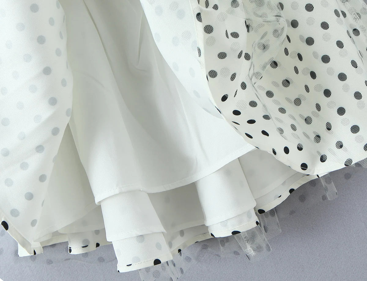 Polka Dot Halter Corset Tulle Mini Dress