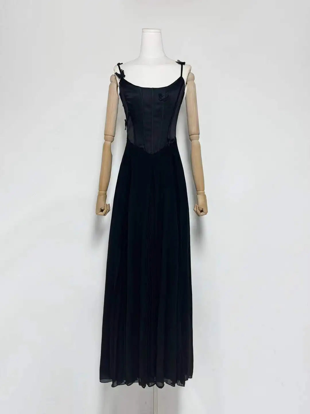 Butterfly Applique Corset Chiffon Maxi Dress